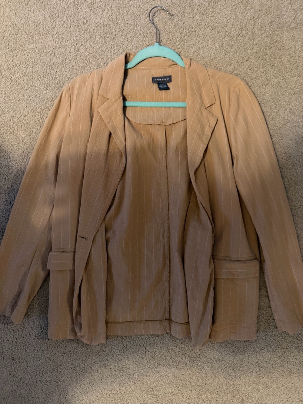Lane Bryant Camel Pinstripe Blazer Jacket
